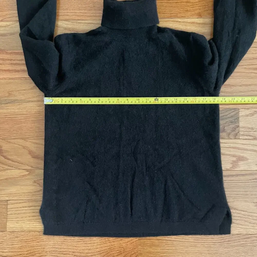 J.Crew Everyday 100% Cashmere Turtleneck Sweater Womens Large Black J6600 L Knit